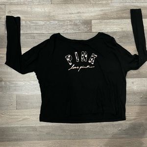 Pink Nation love sleeve cropped shirt